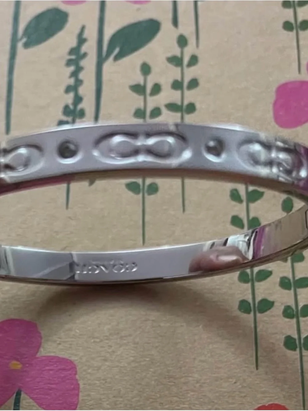 Coach Polished Silver Signature Bangle